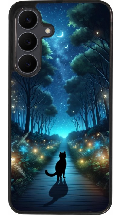 Samsung Galaxy S25 FE Case Hülle - Silikon schwarz Schwarze Katze Spaziergang