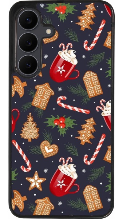 Samsung Galaxy S25 FE Case Hülle - Silikon schwarz Christmas 25 Pattern Gingerbread House