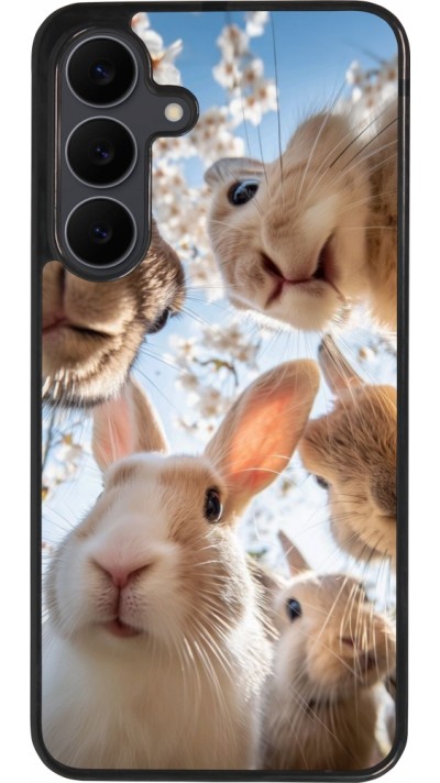 Samsung Galaxy S25 FE Case Hülle - Silikon schwarz Easter 2026 Rabbits