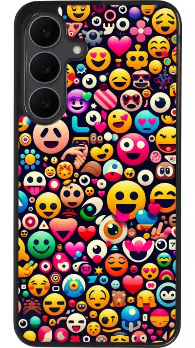 Samsung Galaxy S25 FE Case Hülle - Silikon schwarz Emoji Mix Farbe