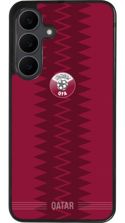 Coque Samsung Galaxy S25 FE - Silicone rigide noir Maillot de football Qatar 2026 personnalisable