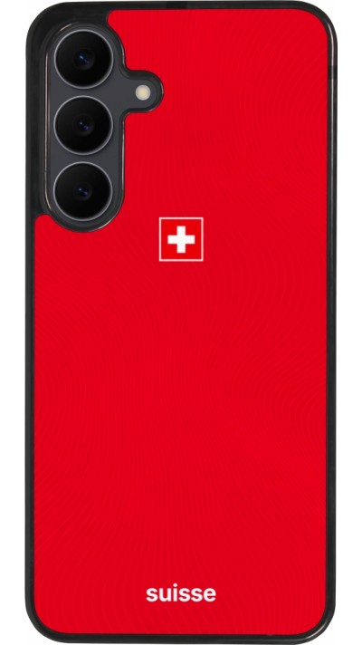Coque Samsung Galaxy S25 FE - Silicone rigide noir Maillot de football Suisse 2026 personnalisable