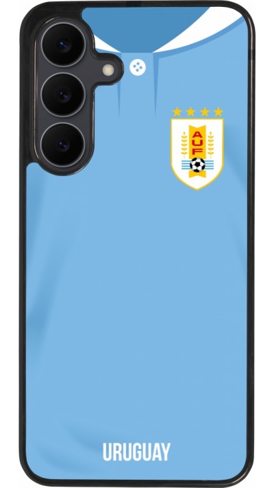 Coque Samsung Galaxy S25 FE - Silicone rigide noir Maillot de football Uruguay 2022 personnalisable