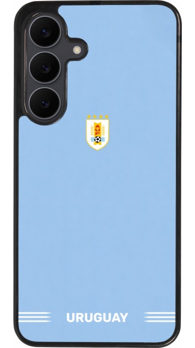 Coque Samsung Galaxy S25 FE - Silicone rigide noir Maillot de football Uruguay 2026 personnalisable