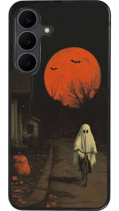 Samsung Galaxy S25 FE Case Hülle - Silikon schwarz Halloween 2025 Ghost on a bicycle