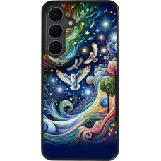 Samsung Galaxy S25 FE Case Hülle - Silikon schwarz Fliegender Blumen-Eule