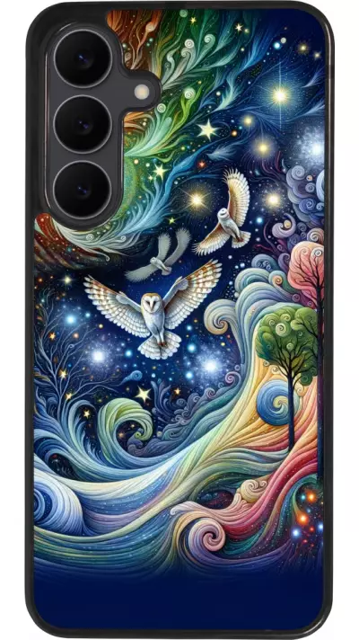 Samsung Galaxy S25 FE Case Hülle - Silikon schwarz Fliegender Blumen-Eule