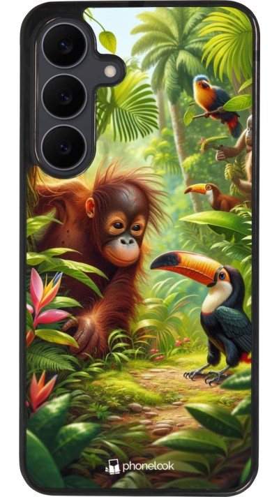 Coque Samsung Galaxy S25 FE - Silicone rigide noir Jungle Tropicale Tayrona