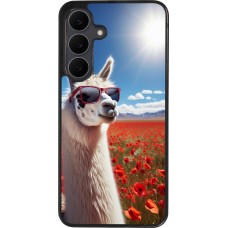 Samsung Galaxy S25 FE Case Hülle - Silikon schwarz Lama Chic in Mohnblume