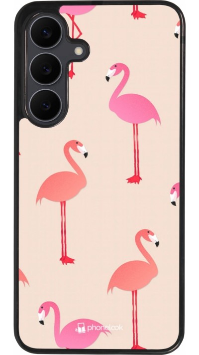 Coque Samsung Galaxy S25 FE - Silicone rigide noir Pink Flamingos Pattern