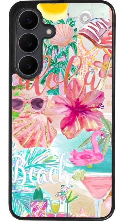 Samsung Galaxy S25 FE Case Hülle - Silikon schwarz Preppy Collage Aloha