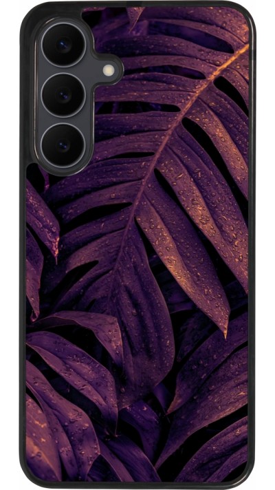 Samsung Galaxy S25 FE Case Hülle - Silikon schwarz Purple Light Leaves