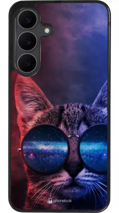 Coque Samsung Galaxy S25 FE - Silicone rigide noir Red Blue Cat Glasses