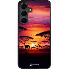 Samsung Galaxy S25 FE Case Hülle - Silikon schwarz Safari Sonnenuntergang Wildtiere