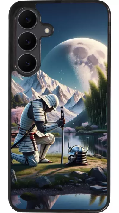 Coque Samsung Galaxy S25 FE - Silicone rigide noir Samurai Katana Lune