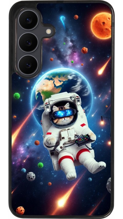 Coque Samsung Galaxy S25 FE - Silicone rigide noir VR SpaceCat Odyssey