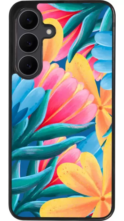 Coque Samsung Galaxy S25 FE - Silicone rigide noir Spring 23 colorful flowers