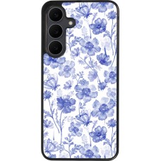 Samsung Galaxy S25 FE Case Hülle - Silikon schwarz Spring 23 watercolor blue flowers
