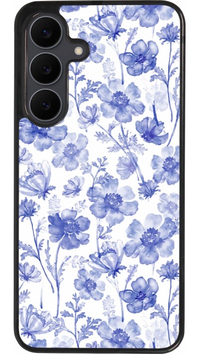 Samsung Galaxy S25 FE Case Hülle - Silikon schwarz Spring 23 watercolor blue flowers