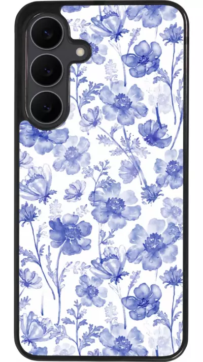 Coque Samsung Galaxy S25 FE - Silicone rigide noir Spring 23 watercolor blue flowers