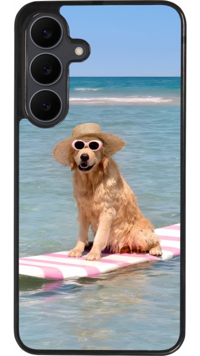 Samsung Galaxy S25 FE Case Hülle - Silikon schwarz Summer Dog on Paddle