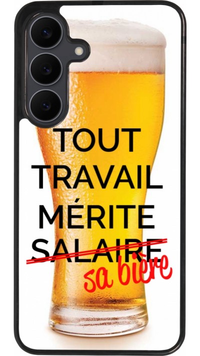 Coque Samsung Galaxy S25 FE - Silicone rigide noir Tout travail mérite sa bière