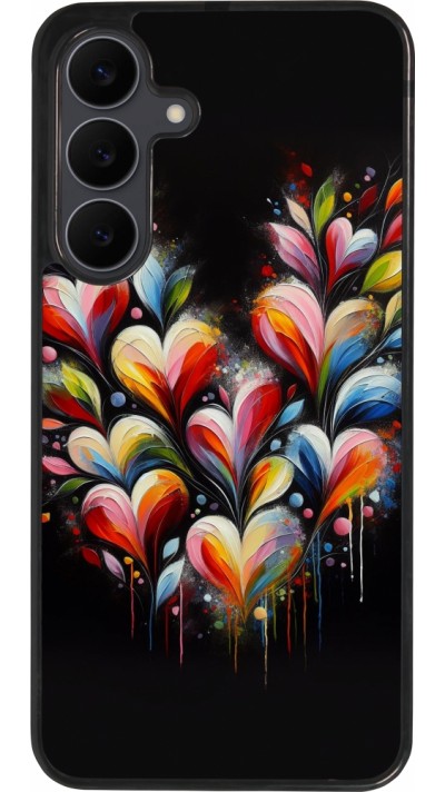 Coque Samsung Galaxy S25 FE - Silicone rigide noir Valentine 2024 Coeur Noir Abstrait