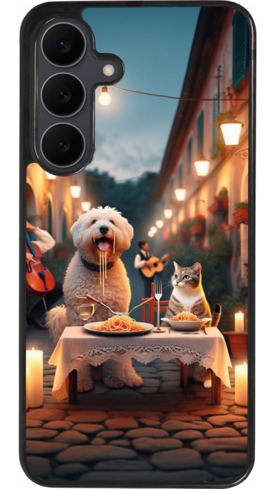 Coque Samsung Galaxy S25 FE - Silicone rigide noir Valentine 2024 Dog & Cat Candlelight