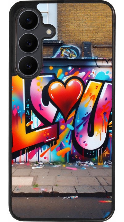 Coque Samsung Galaxy S25 FE - Silicone rigide noir Valentine 2025 Love U Tag