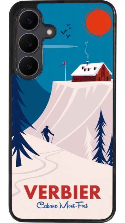 Coque Samsung Galaxy S25 FE - Silicone rigide noir Verbier Cabane Mont-Fort