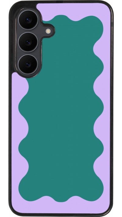 Coque Samsung Galaxy S25 FE - Silicone rigide noir Wavy Rectangle Green Purple