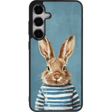 Coque Samsung Galaxy S25+ - Silicone rigide noir Easter 2026 Rabbit navy