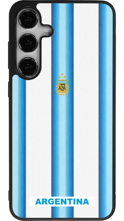 Coque Samsung Galaxy S25+ - Silicone rigide noir Maillot de football Argentine 2026 personnalisable