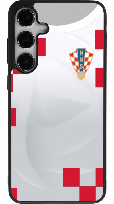 Coque Samsung Galaxy S25+ - Silicone rigide noir Maillot de football Croatie 2022 personnalisable
