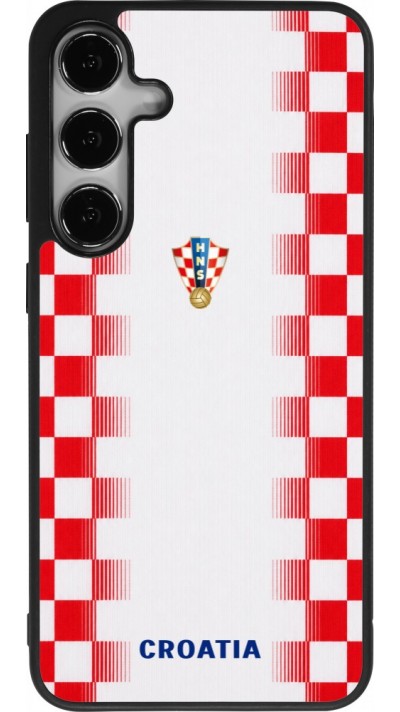 Samsung Galaxy S25+ Case Hülle - Silikon schwarz Kroatien 2026 personalisierbares Fussballtrikot