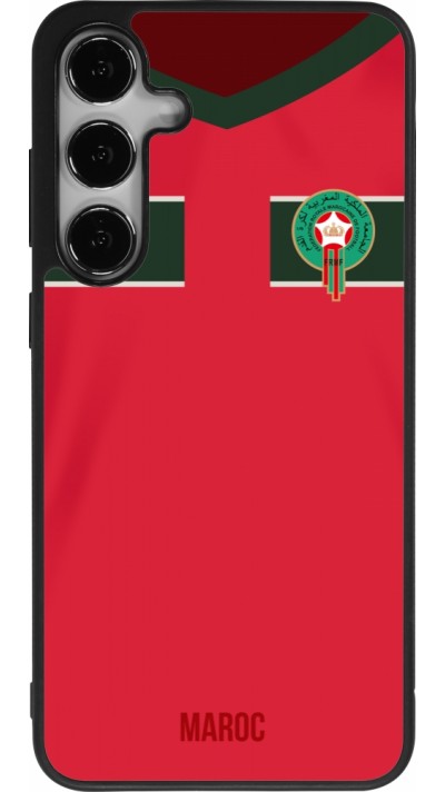 Coque Samsung Galaxy S25+ - Silicone rigide noir Maillot de football Maroc 2022 personnalisable
