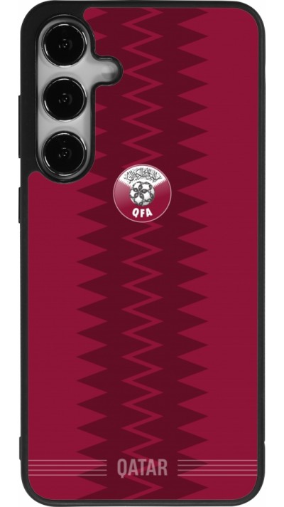 Coque Samsung Galaxy S25+ - Silicone rigide noir Maillot de football Qatar 2026 personnalisable