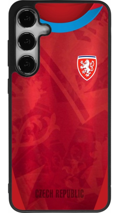 Coque Samsung Galaxy S25+ - Silicone rigide noir Maillot de football République Tchèque personnalisable