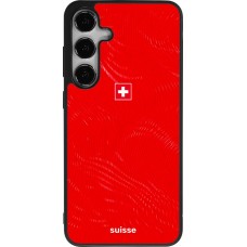 Coque Samsung Galaxy S25+ - Silicone rigide noir Maillot de football Suisse 2026 personnalisable