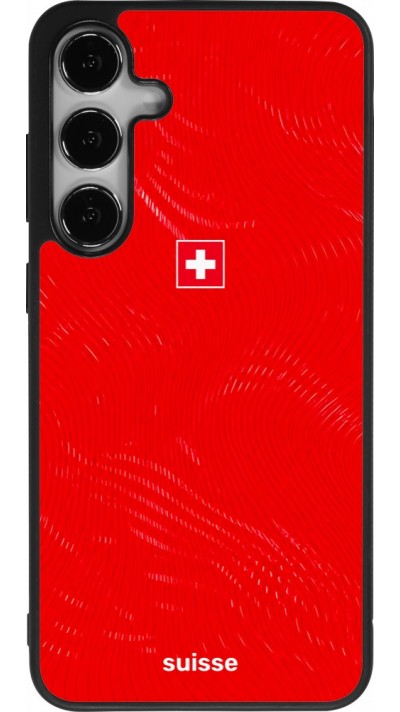 Coque Samsung Galaxy S25+ - Silicone rigide noir Maillot de football Suisse 2026 personnalisable