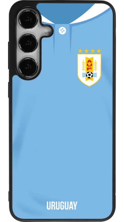 Coque Samsung Galaxy S25+ - Silicone rigide noir Maillot de football Uruguay 2022 personnalisable