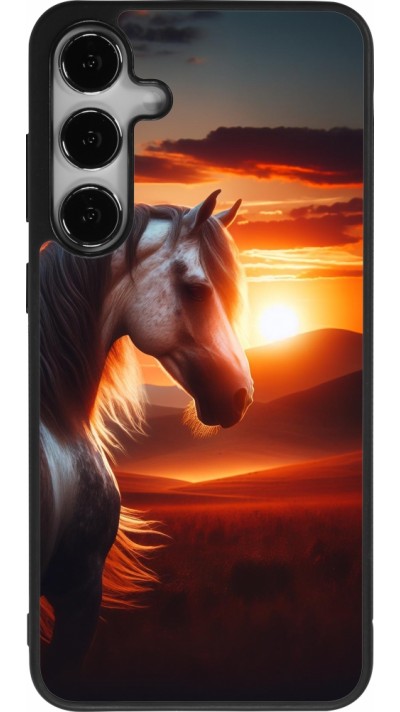 Coque Samsung Galaxy S25+ - Silicone rigide noir Majestic Sunset Horse