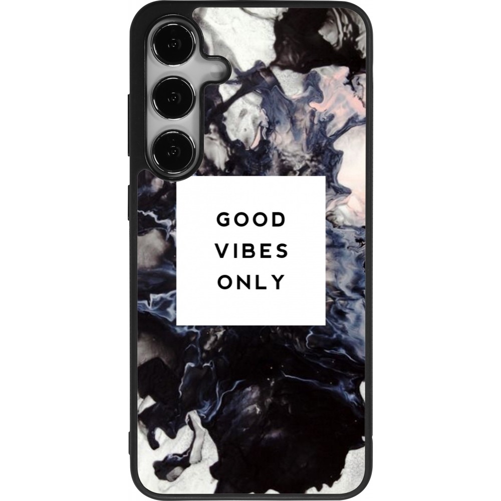 Coque Samsung Galaxy S25+ - Silicone rigide noir Marble Good Vibes Only