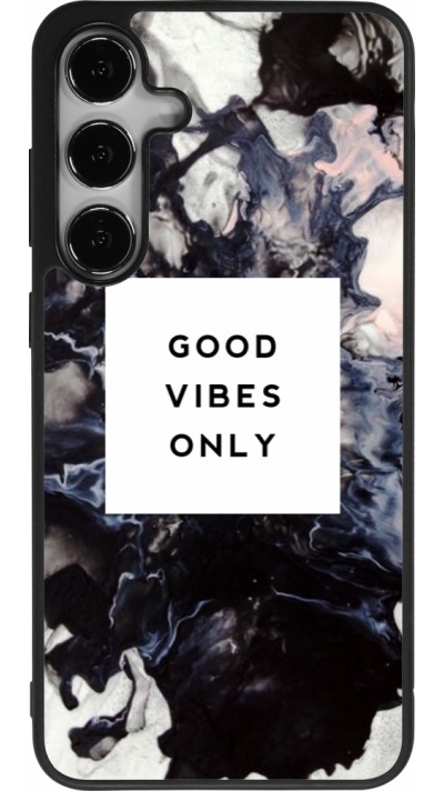 Coque Samsung Galaxy S25+ - Silicone rigide noir Marble Good Vibes Only