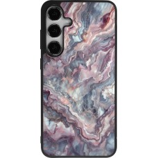 Coque Samsung Galaxy S25+ - Silicone rigide noir Marbre violette argentée