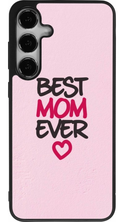 Coque Samsung Galaxy S25+ - Silicone rigide noir Mom 2023 best Mom ever pink