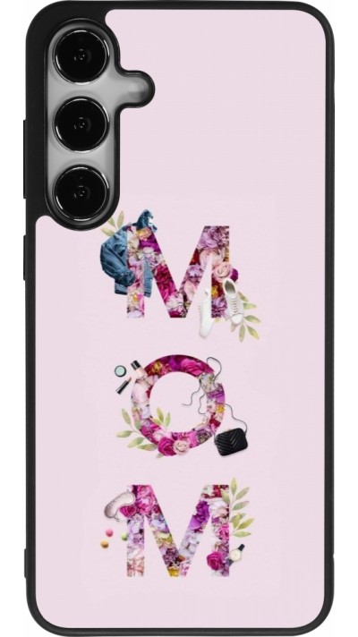 Coque Samsung Galaxy S25+ - Silicone rigide noir Mom 2024 girly mom