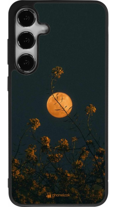 Coque Samsung Galaxy S25+ - Silicone rigide noir Moon Flowers