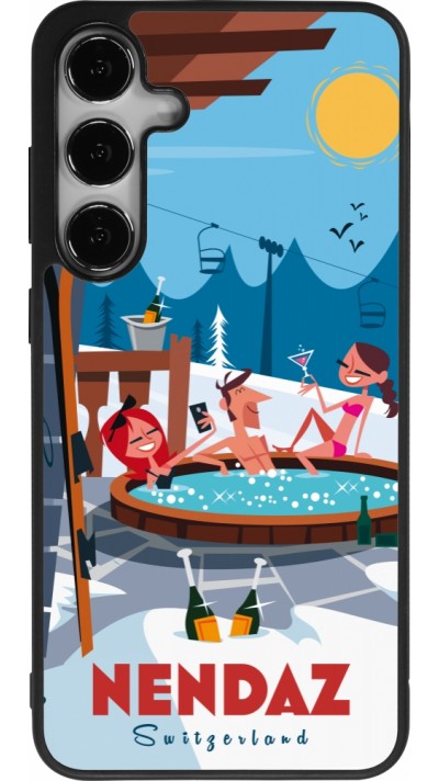 Coque Samsung Galaxy S25+ - Silicone rigide noir Nendaz Mountain Jacuzzi