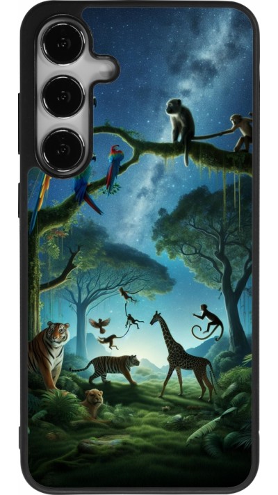Coque Samsung Galaxy S25+ - Silicone rigide noir Paradis des animaux exotiques